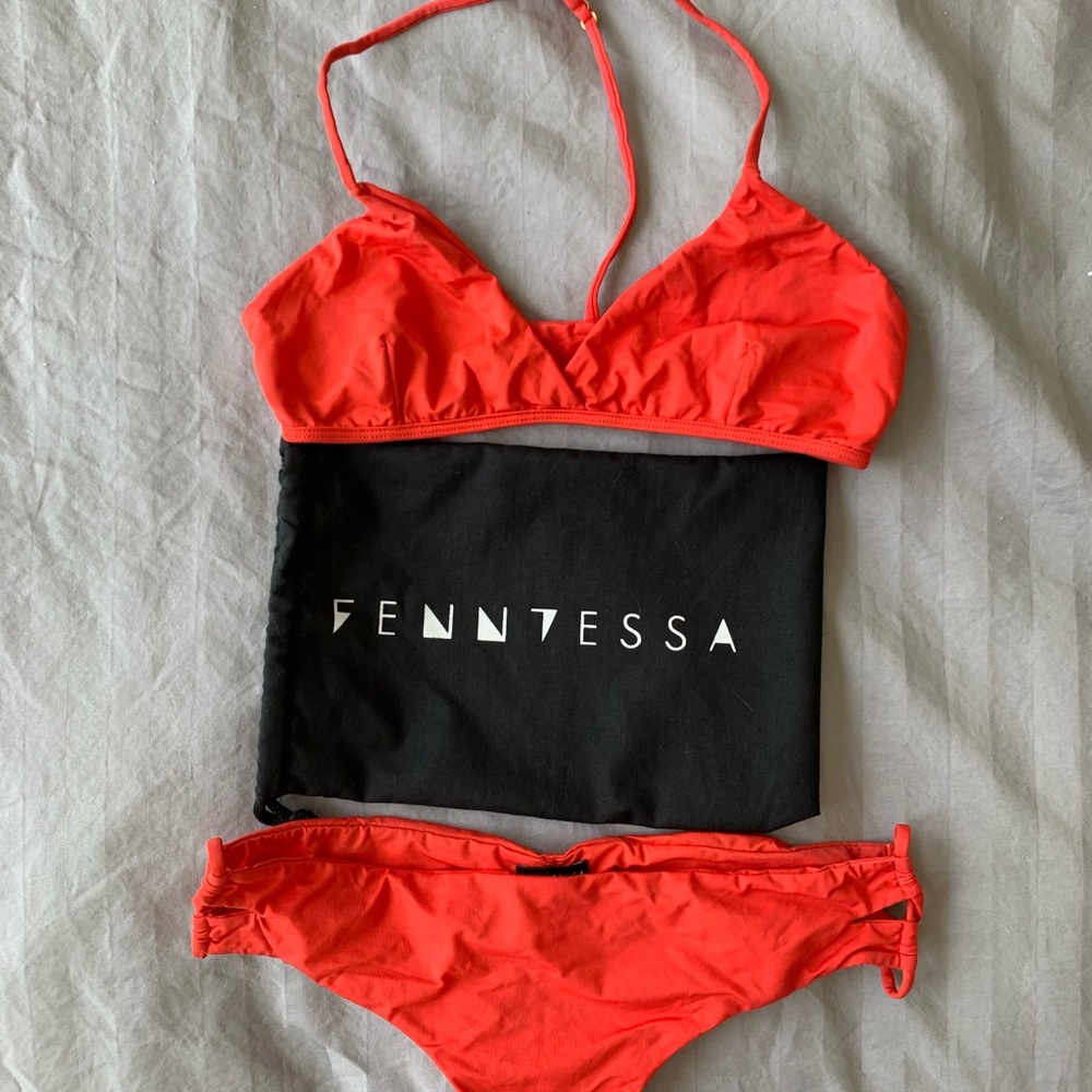 Fenntessa ruched bum red bikini set
